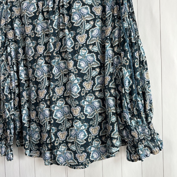 By Anthropologie size XL henley peasant blouse blue cotton long sleeve boho - Picture 11 of 15